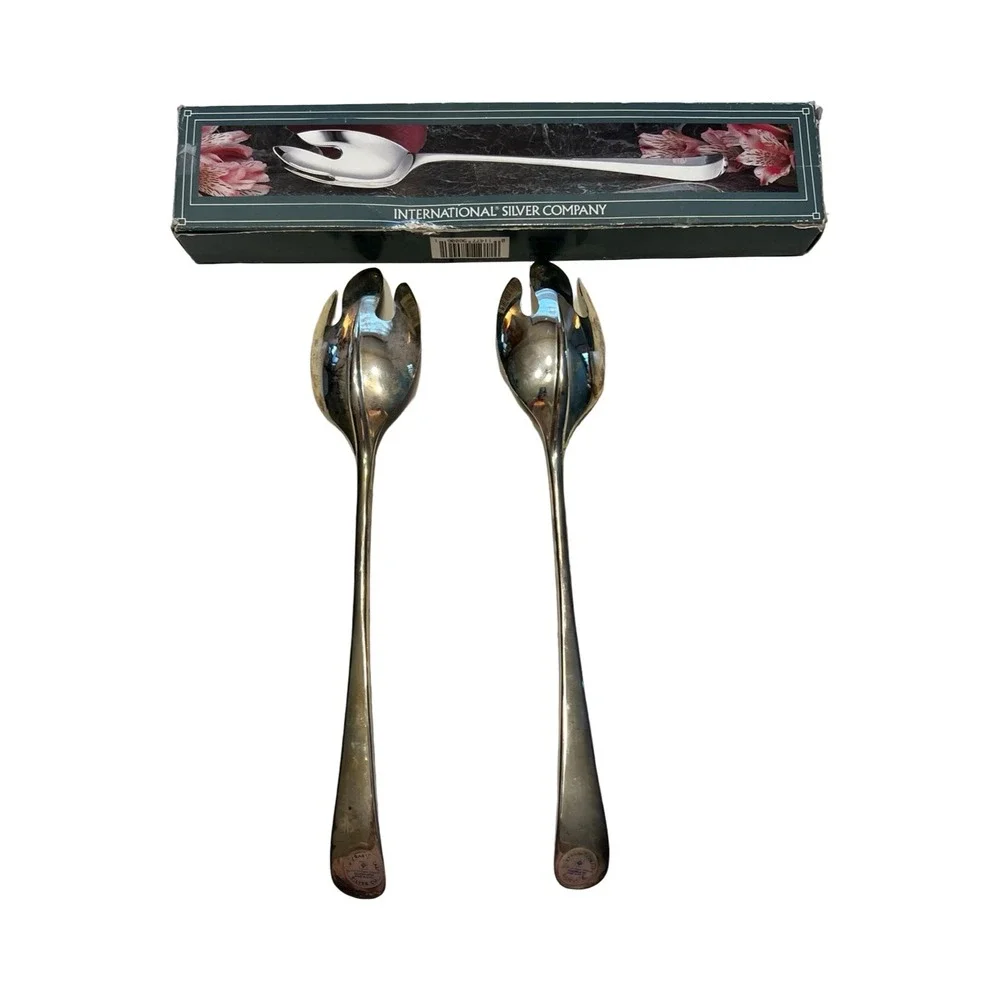 International Silver Company Silverplated Serving‎ Fork Set 2pc 13in
